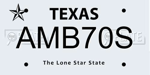 AMB70S Texas License Plate