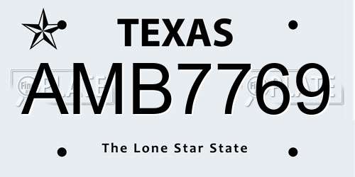 AMB7769 Texas License Plate