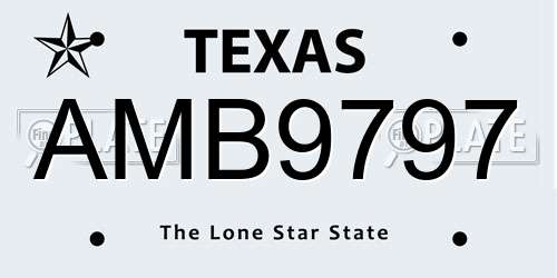 AMB9797 Texas License Plate