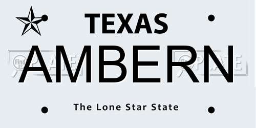 AMBERN Texas License Plate
