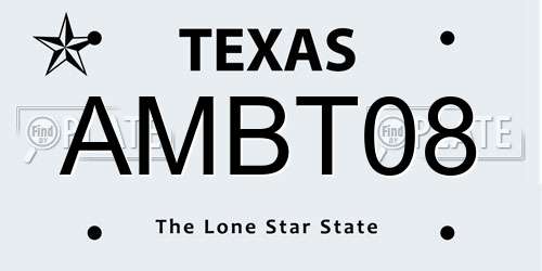 AMBT08 Texas License Plate