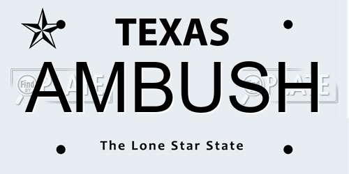 AMBUSH Texas License Plate