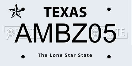 AMBZ05 Texas License Plate