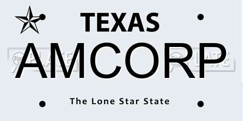 AMCORP Texas License Plate