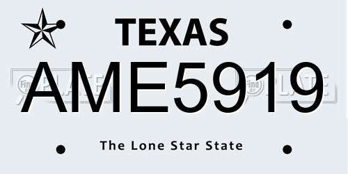AME5919 Texas License Plate