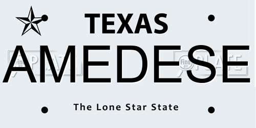 AMEDESE Texas License Plate