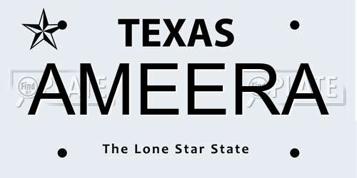 AMEERA Texas License Plate
