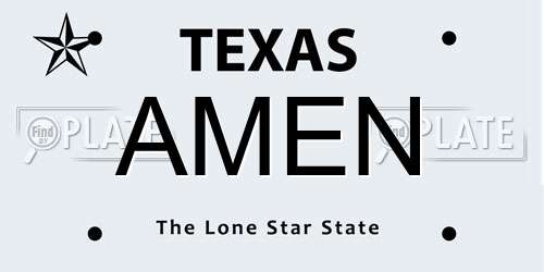 AMEN Texas License Plate