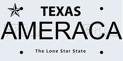 AMERACA Texas License Plate