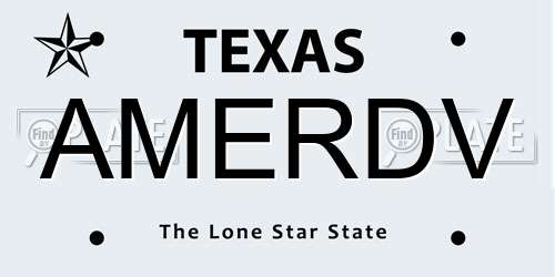 AMERDV Texas License Plate