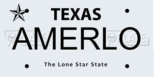 AMERLO Texas License Plate