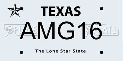 AMG16 Texas License Plate