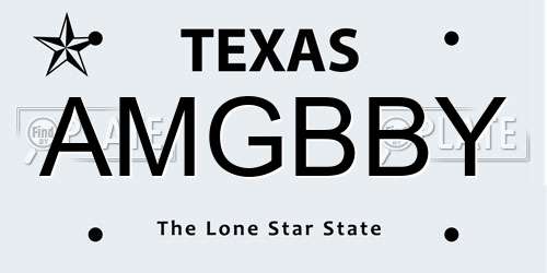 AMGBBY Texas License Plate