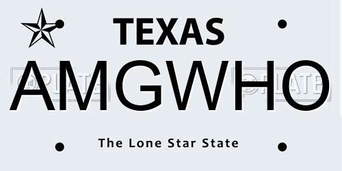 AMGWHO Texas License Plate