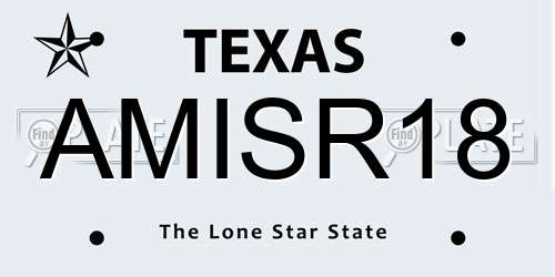 AMISR18 Texas License Plate