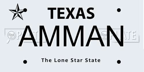 AMMAN Texas License Plate