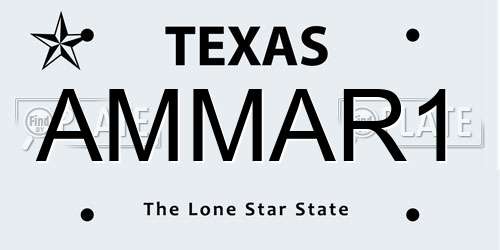 AMMAR1 Texas License Plate