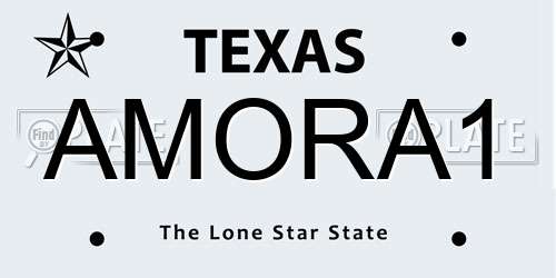 AMORA1 Texas License Plate