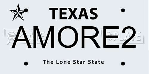 AMORE2 Texas License Plate