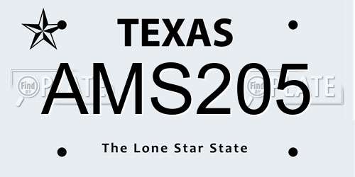 AMS205 Texas License Plate