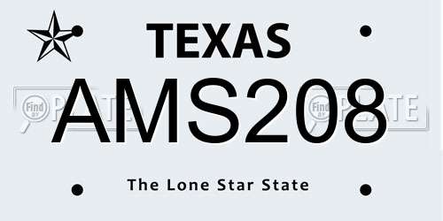 AMS208 Texas License Plate
