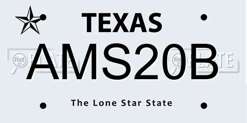 AMS20B Texas License Plate