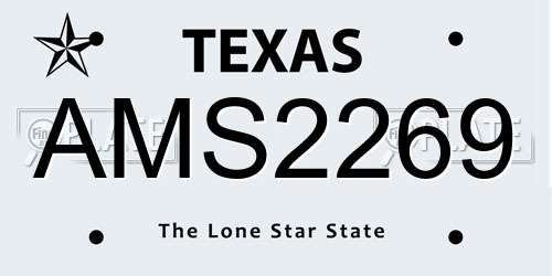 AMS2269 Texas License Plate