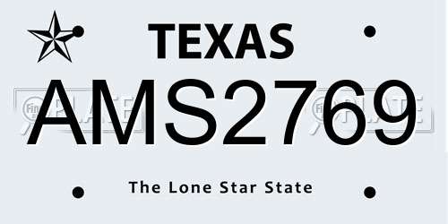 AMS2769 Texas License Plate