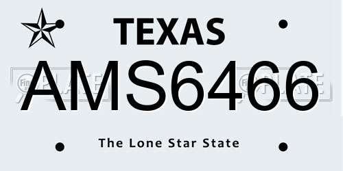 AMS6466 Texas License Plate