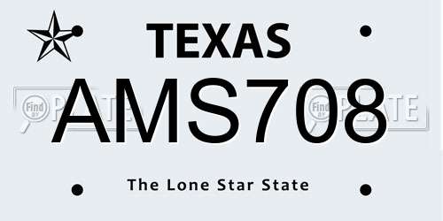 AMS708 Texas License Plate