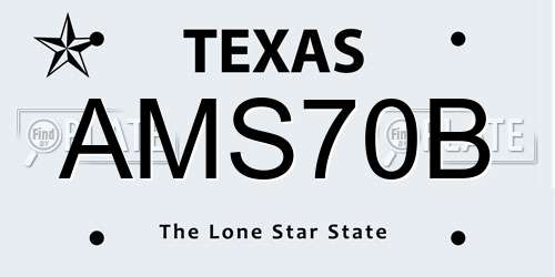 AMS70B Texas License Plate