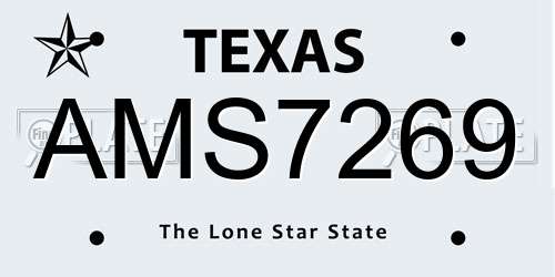 AMS7269 Texas License Plate