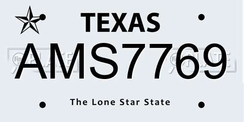 AMS7769 Texas License Plate
