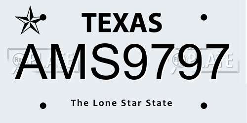 AMS9797 Texas License Plate