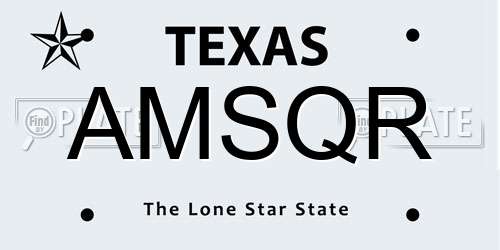 AMSQR Texas License Plate