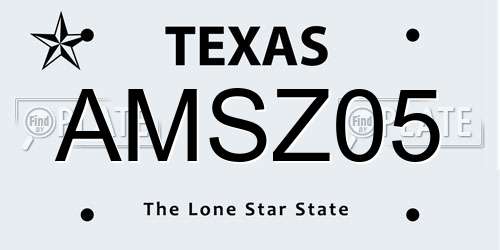 AMSZ05 Texas License Plate