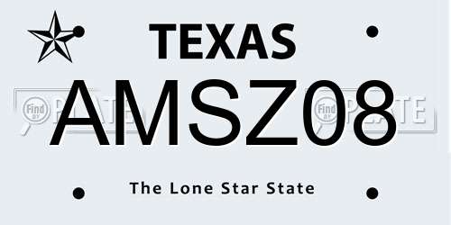 AMSZ08 Texas License Plate