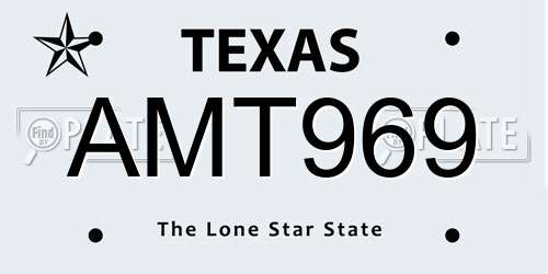 AMT969 Texas License Plate