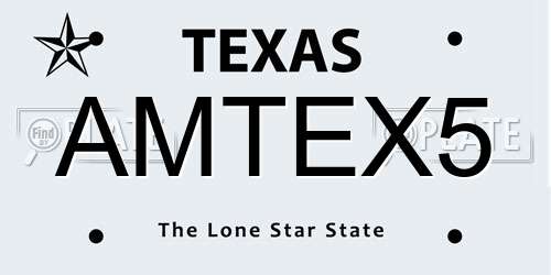 AMTEX5 Texas License Plate