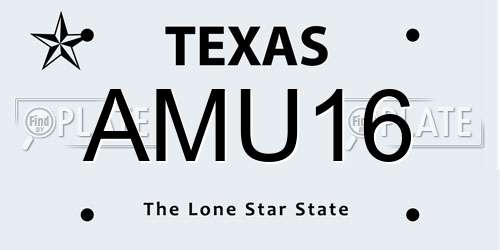 AMU16 Texas License Plate