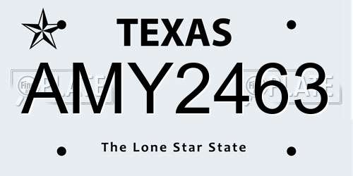 AMY2463 Texas License Plate