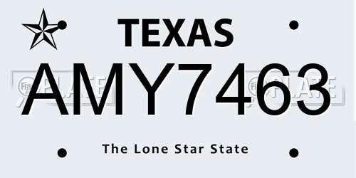AMY7463 Texas License Plate