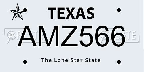 AMZ566 Texas License Plate