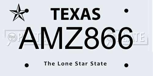 AMZ866 Texas License Plate