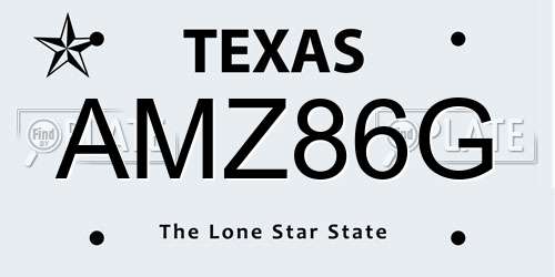 AMZ86G Texas License Plate
