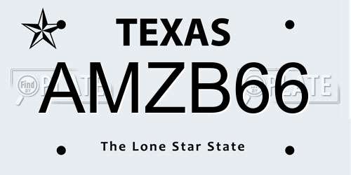 AMZB66 Texas License Plate