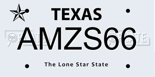 AMZS66 Texas License Plate