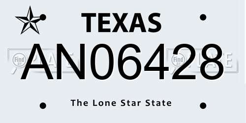 AN06428 Texas License Plate