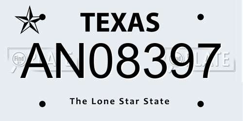AN08397 Texas License Plate