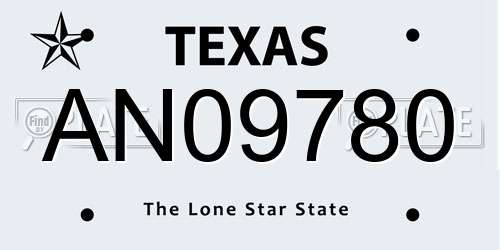 AN09780 Texas License Plate